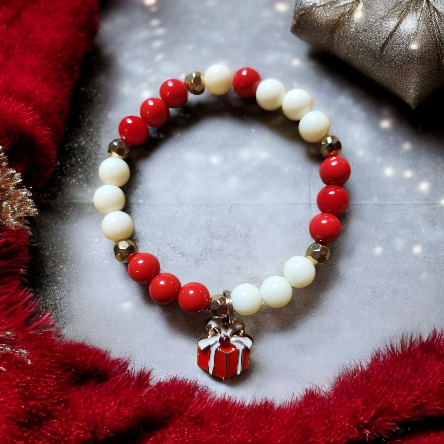 Red And White Christmas Gift Bracelet