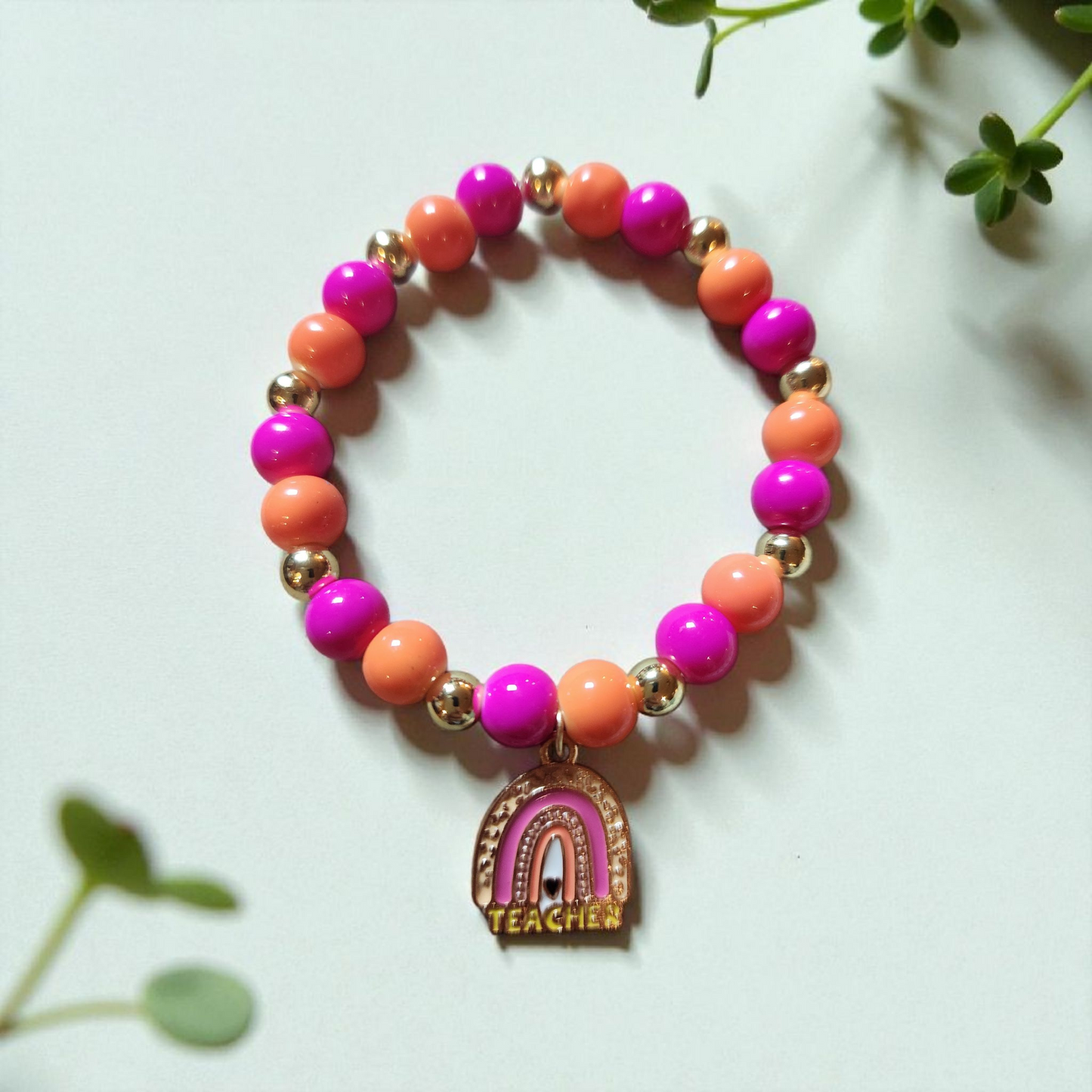 Pink And Orange Teacher Bracelet