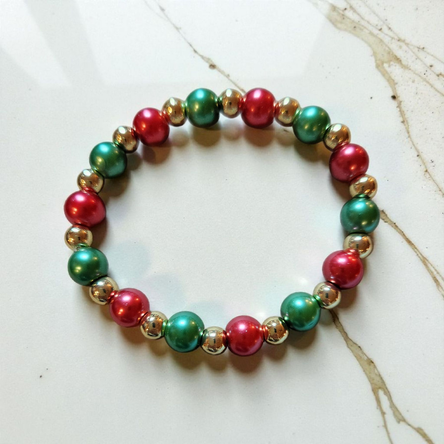 Red, Green And Gold Christmas Bracelet