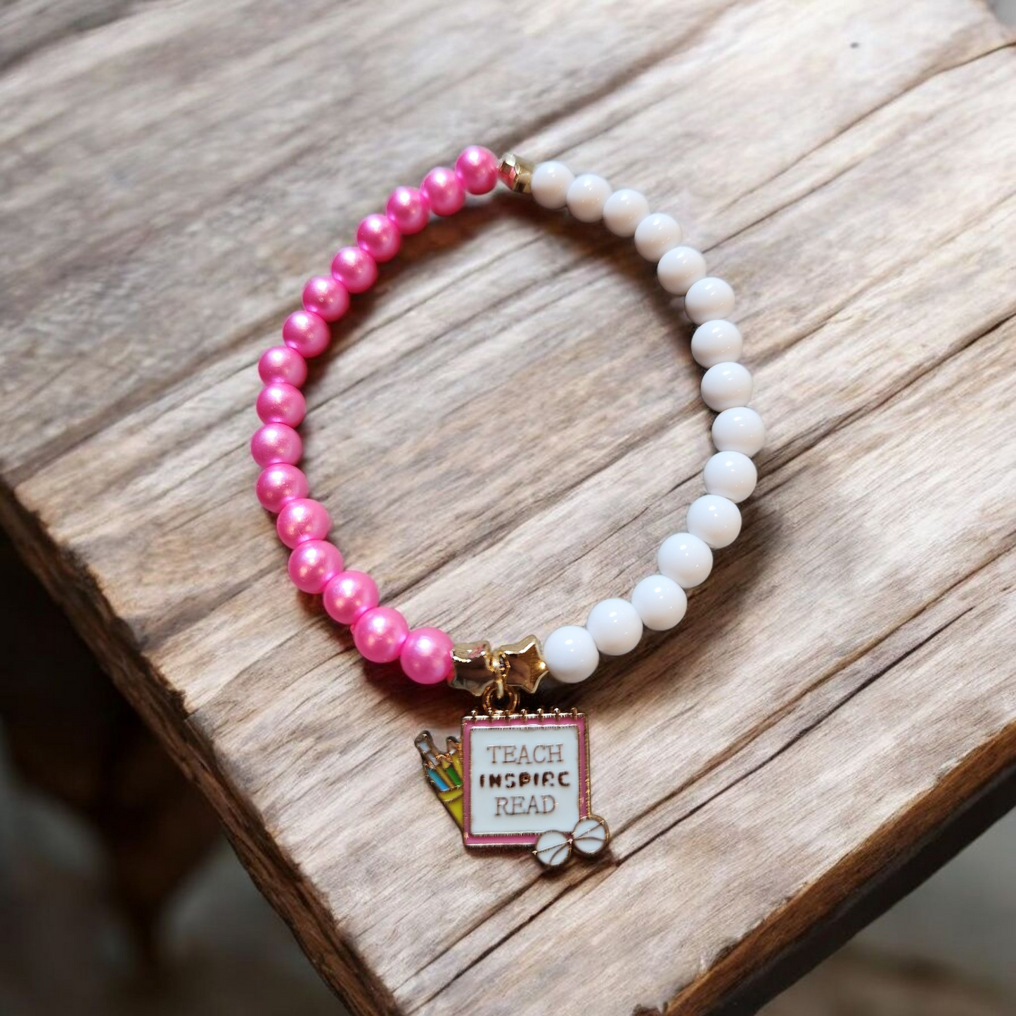 Pink And White Teacher Bracelet