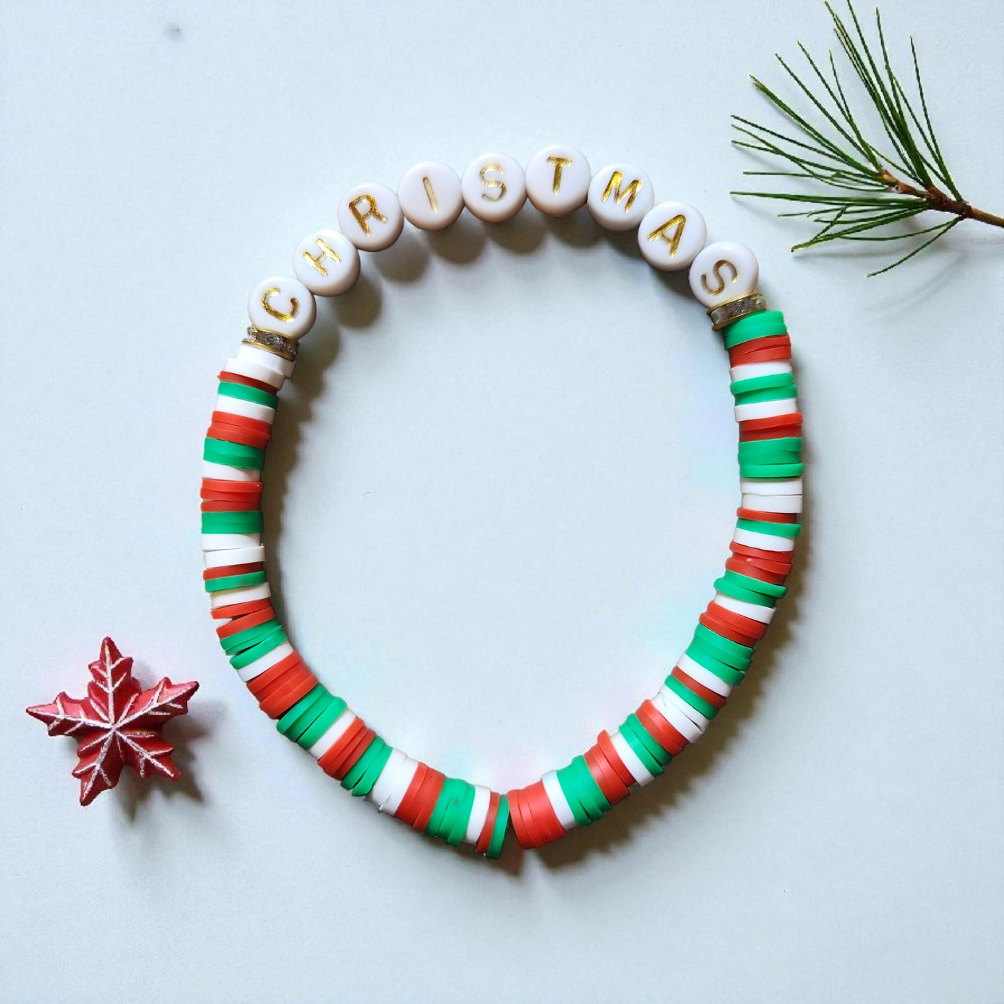 Christmas Clay Beaded Bracelet