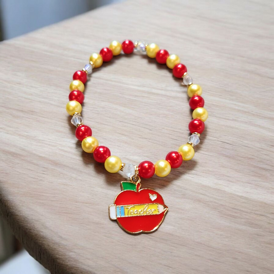 Red And Yellow Teacher Apple Charm