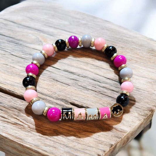 Mama Bear Beaded Charm Bracelet