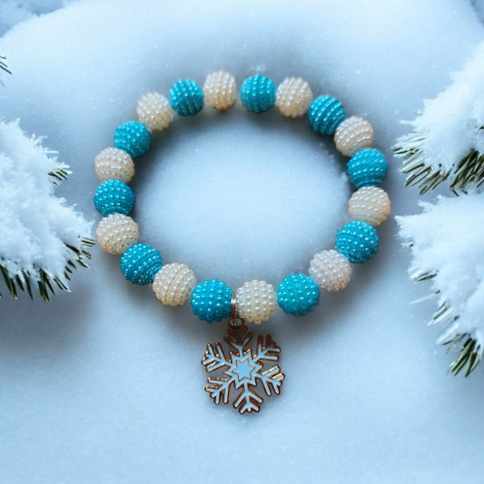 White And Blue Snowflake Bracelet