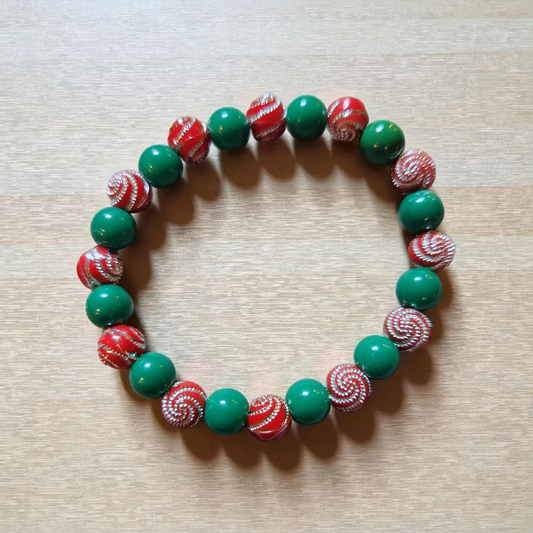Green And Red Swirl Christmas Bracelet